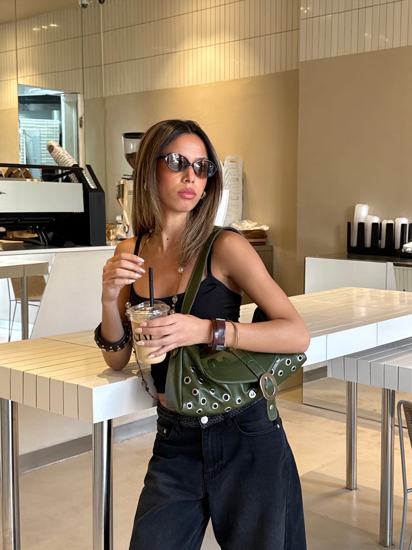 Retro bag in olive green