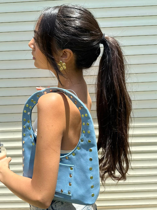 Mini studded bag in baby blue