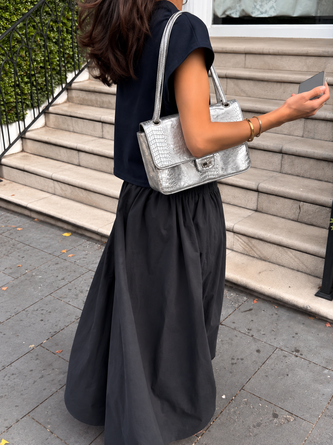 City flap bag in metallic