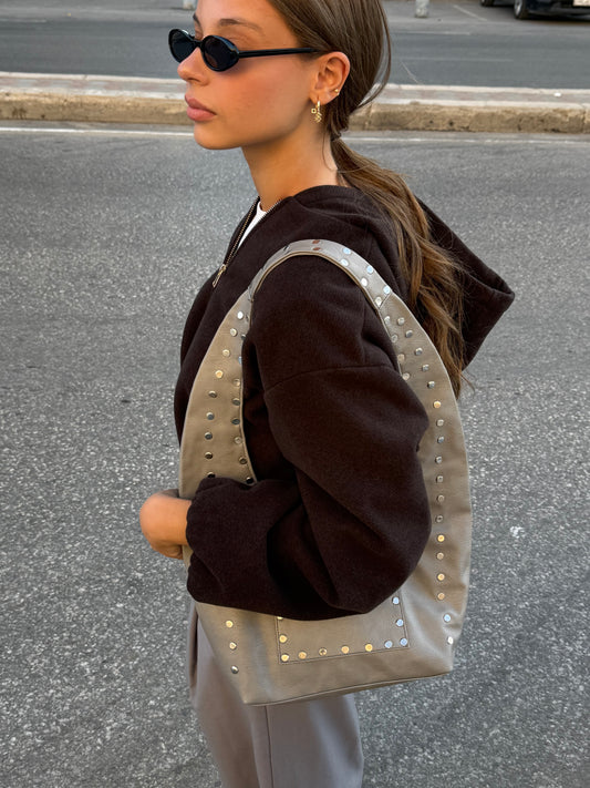 Big studded bag in grey