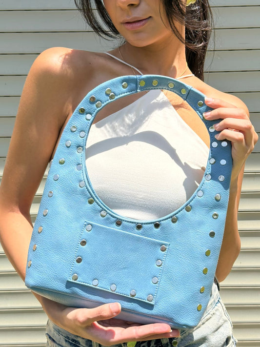 Mini studded bag in baby blue