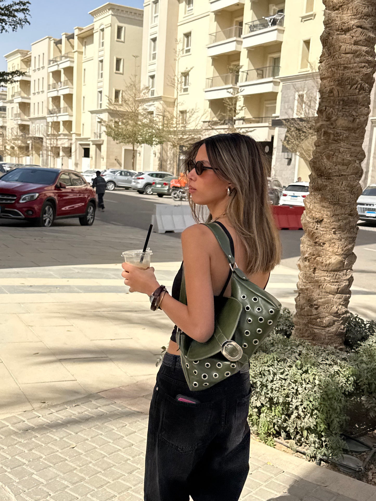 Retro bag in olive green